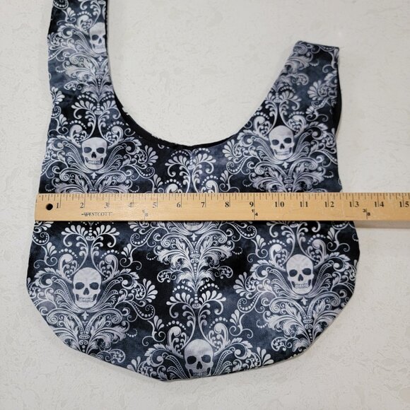 Skull and Floral Fabric Tote Bag  Double Handles Goth Emo Grunge Bag - Picture 5 of 6